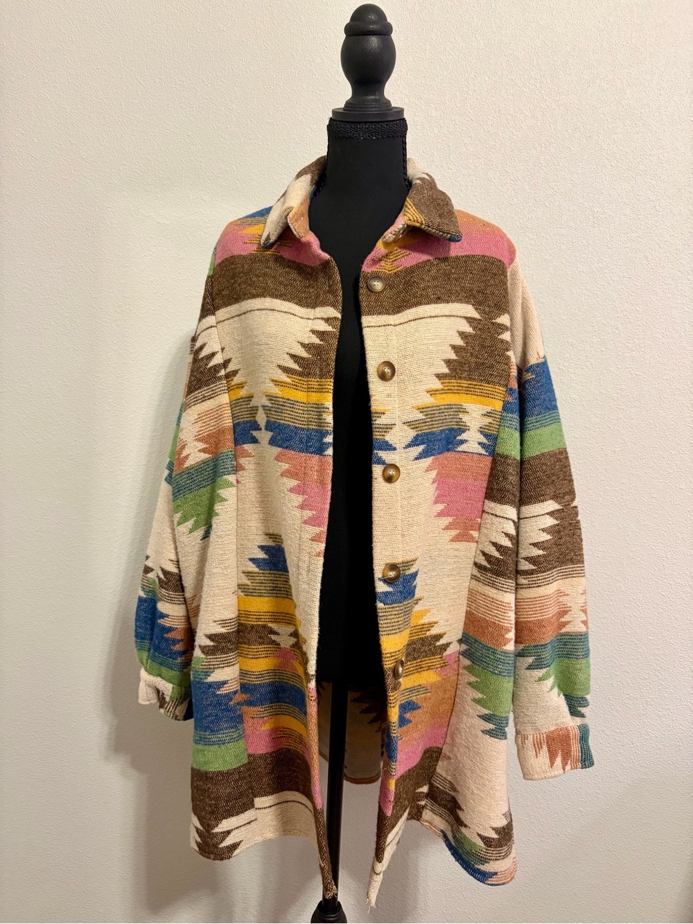 Blue B Collection Aztec Southwestern Oversized Shacket Jacket L